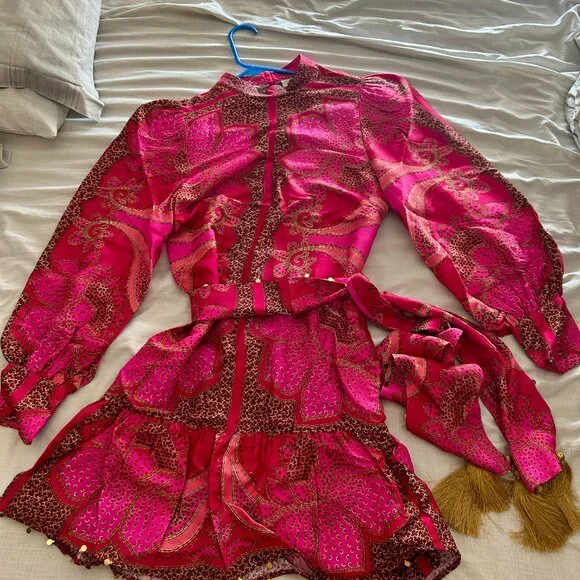 FARM Rio Pink floral scarf lenzing™ ecovero™ mini dress (BRAND NEW, Size S) - Picture 4 of 8